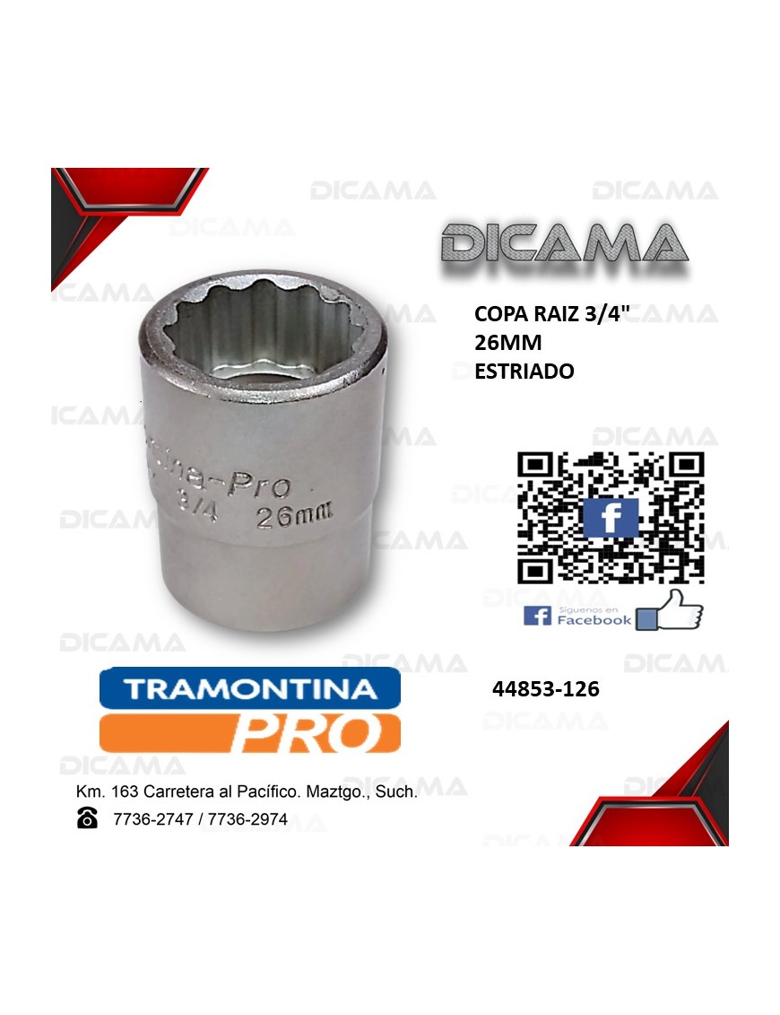 COPA RAIZ 3/4" 26MM ESTRIADO