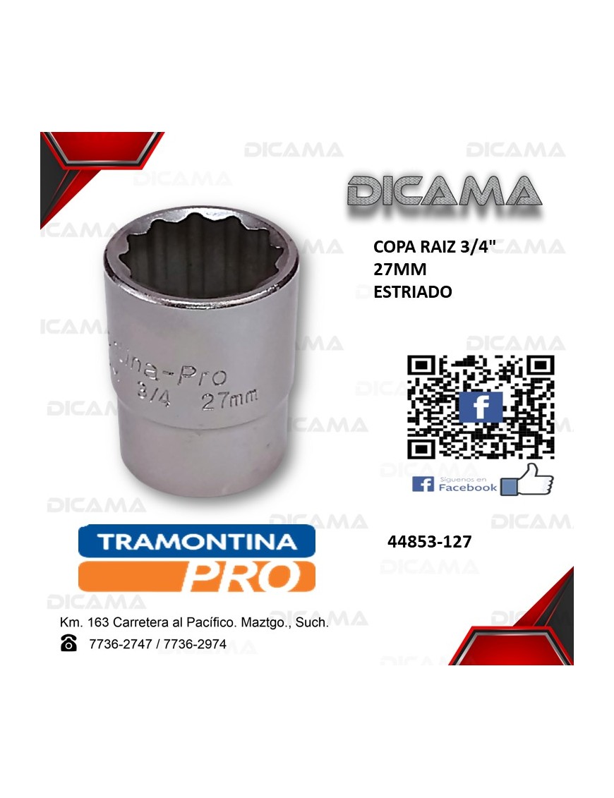 COPA RAIZ 3/4" 27MM ESTRIADO