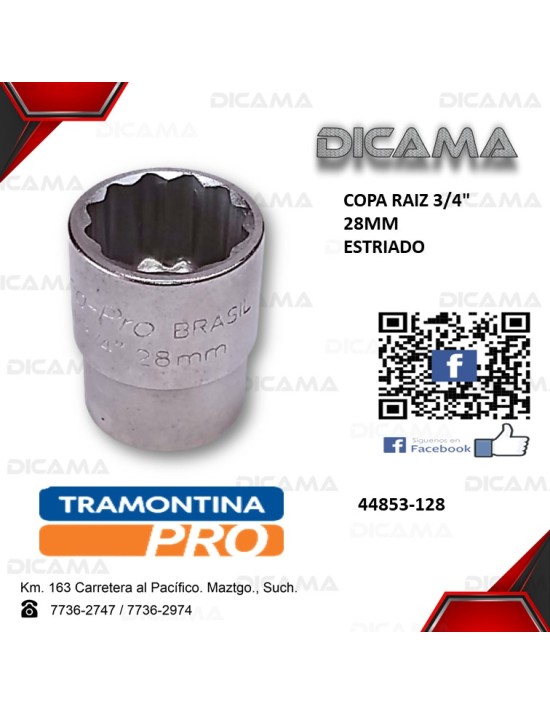 COPA RAIZ 3/4" 28MM ESTRIADO
