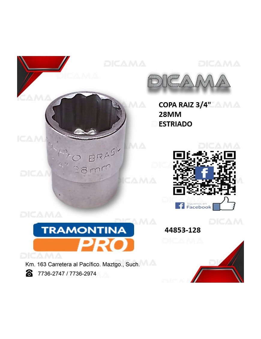 COPA RAIZ 3/4" 28MM ESTRIADO