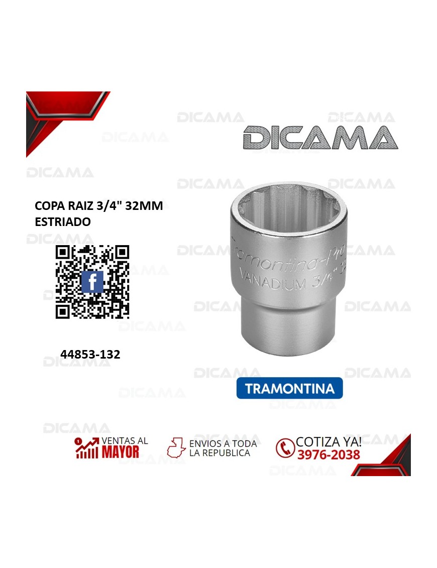 COPA RAIZ 3/4" 32MM ESTRIADO