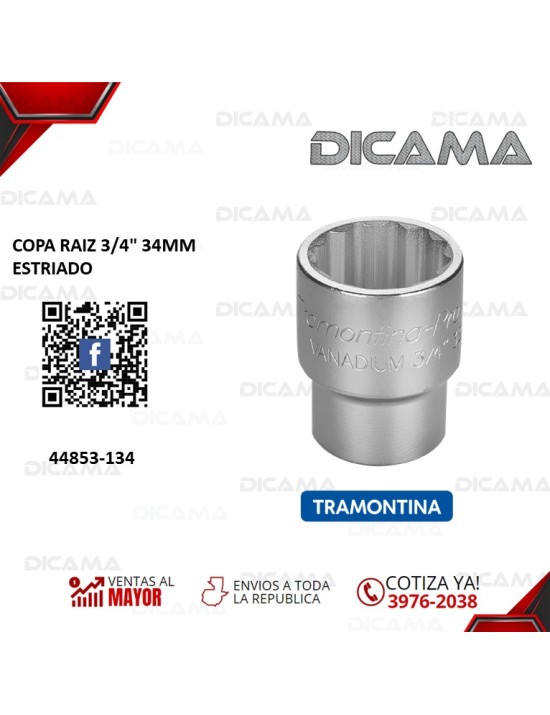COPA RAIZ 3/4" 34MM ESTRIADO