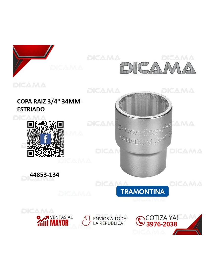COPA RAIZ 3/4" 34MM ESTRIADO