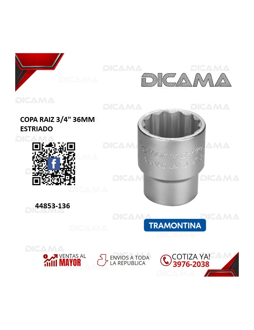 COPA RAIZ 3/4" 36MM ESTRIADO