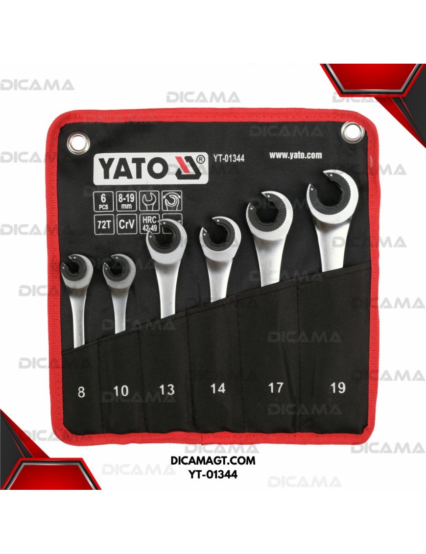 LLAVES JUEGO 6 PZAS 8-22MM  P/TUBERIA YATO YT-01344