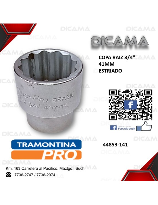 COPA RAIZ 3/4" 41MM ESTRIADO