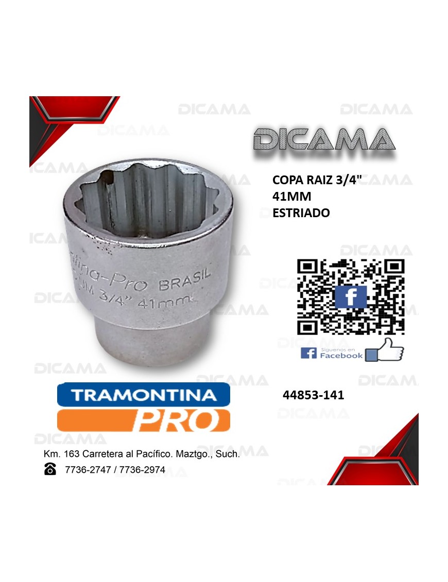 COPA RAIZ 3/4" 41MM ESTRIADO