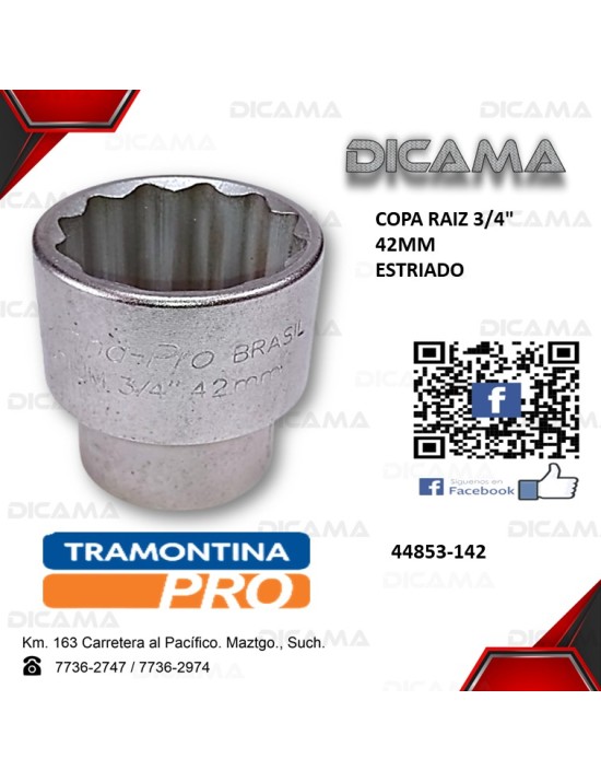 COPA RAIZ 3/4" 42MM ESTRIADO