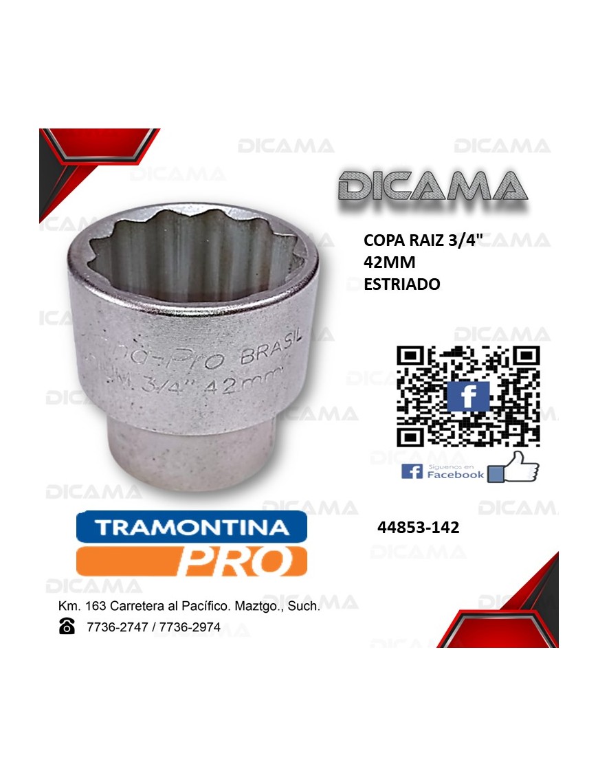 COPA RAIZ 3/4" 42MM ESTRIADO