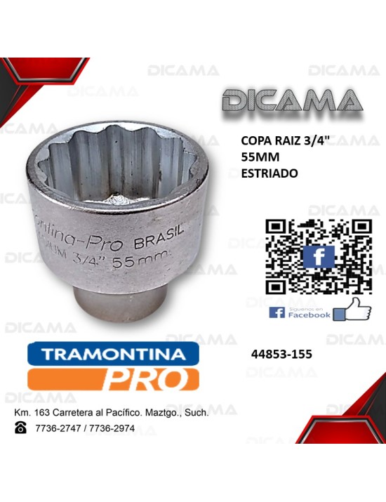 COPA RAIZ 3/4" 55MM ESTRIADO