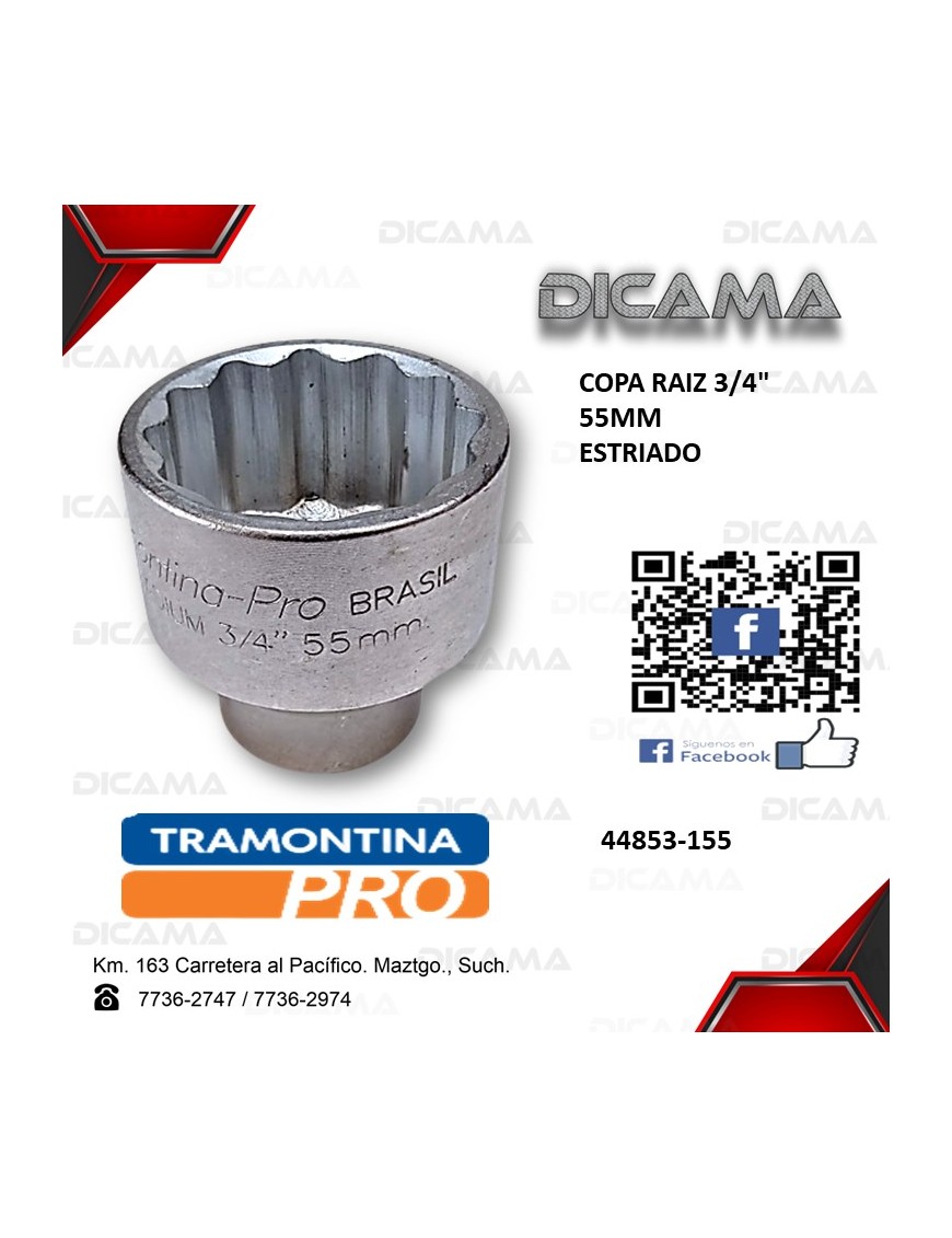 COPA RAIZ 3/4" 55MM ESTRIADO