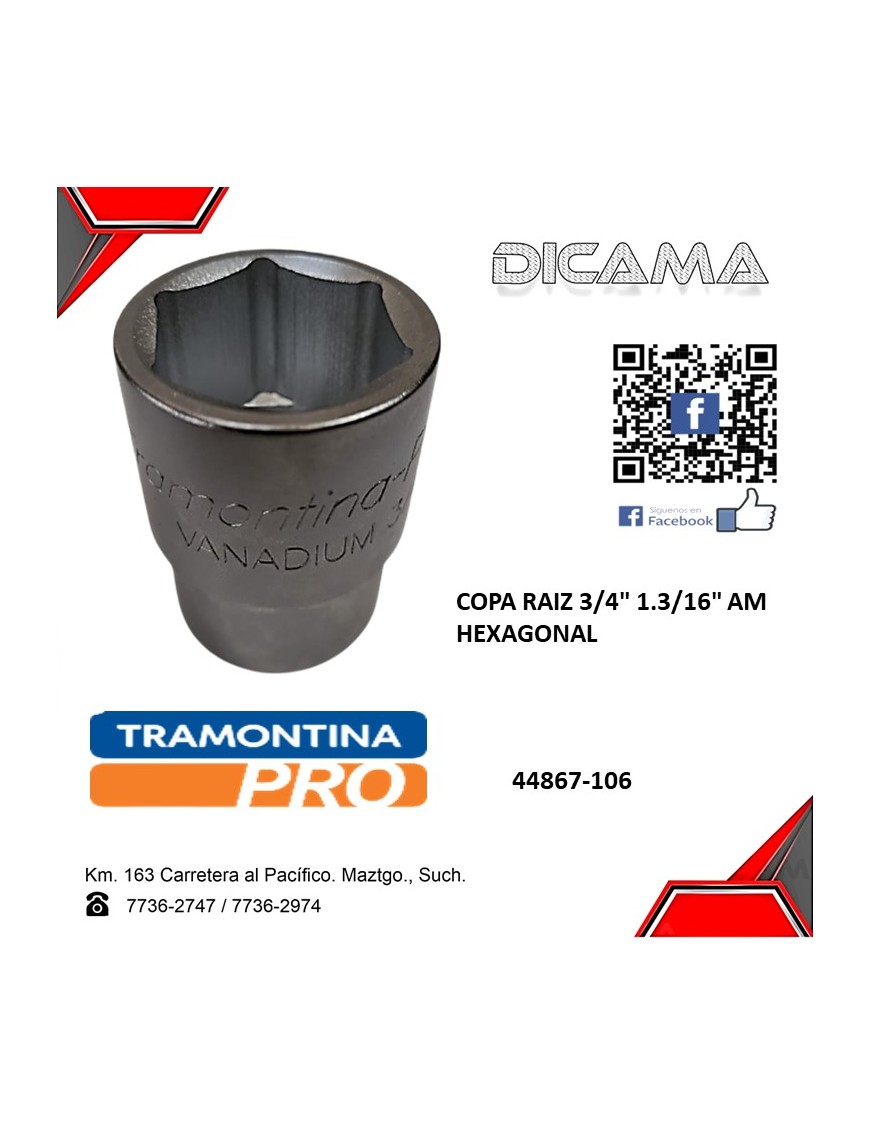 COPA RAIZ 3/4" 1.3/16" AM HEXAGONAL