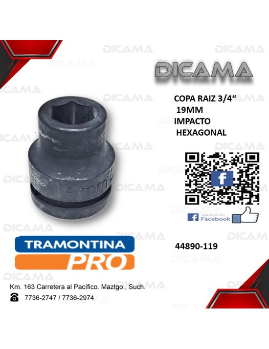 COPA RAIZ 3/4" 19MM IMPACTO HEXAGONAL