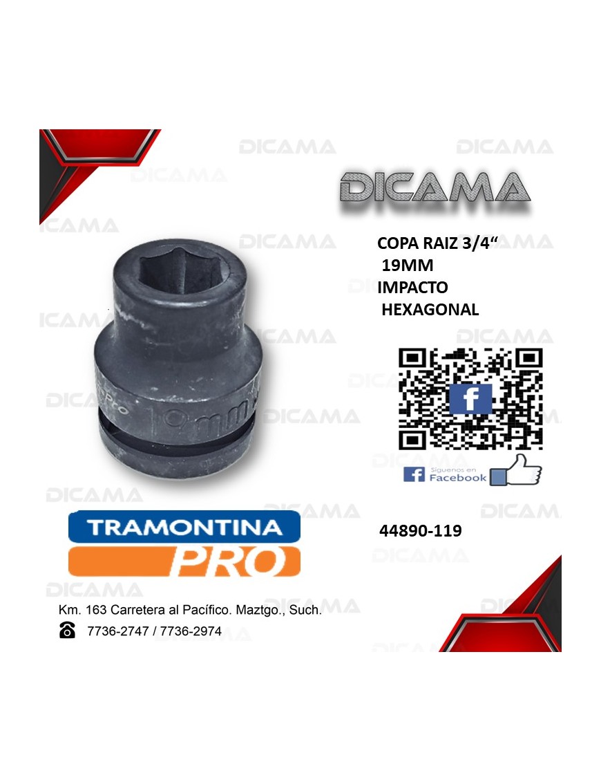 COPA RAIZ 3/4" 19MM IMPACTO HEXAGONAL