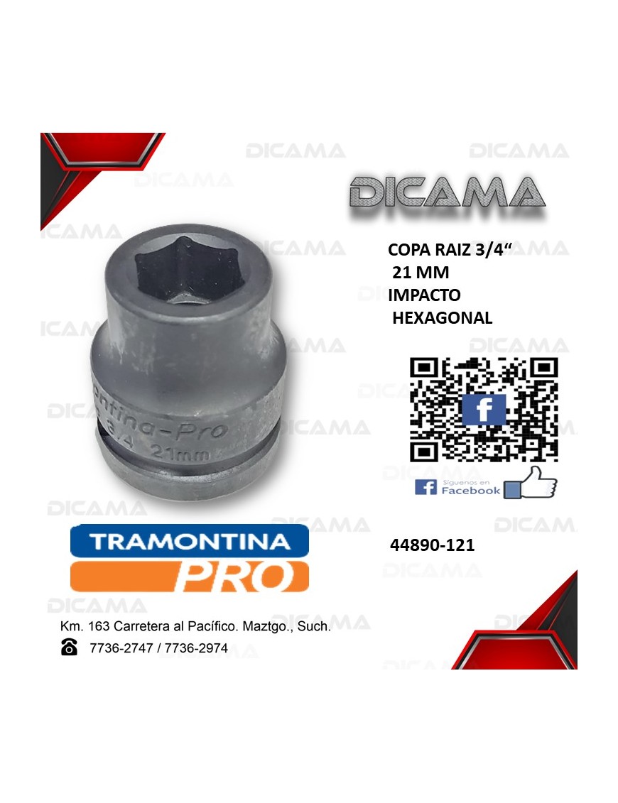 COPA RAIZ 3/4" 21MM IMPACTO HEXAGONAL