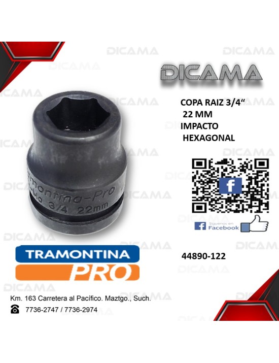 COPA RAIZ 3/4" 22MM IMPACTO HEXAGONAL