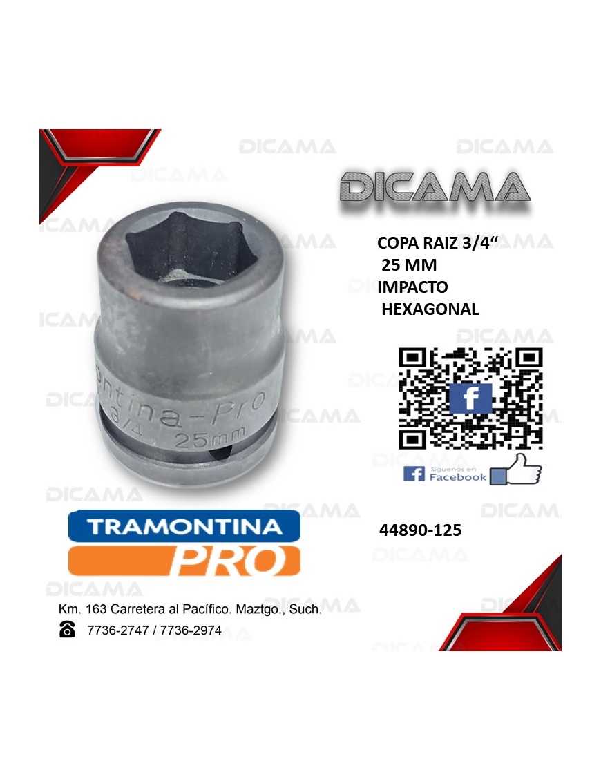 COPA RAIZ 3/4" 25MM IMPACTO HEXAGONAL