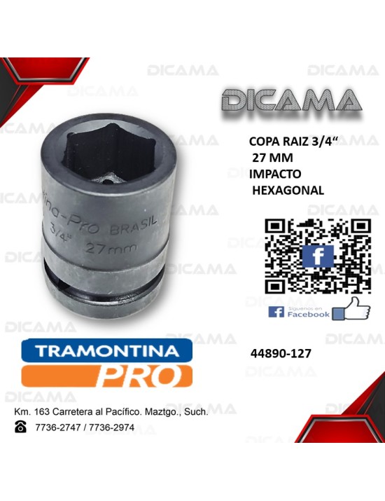 COPA RAIZ 3/4" 27MM IMPACTO HEXAGONAL