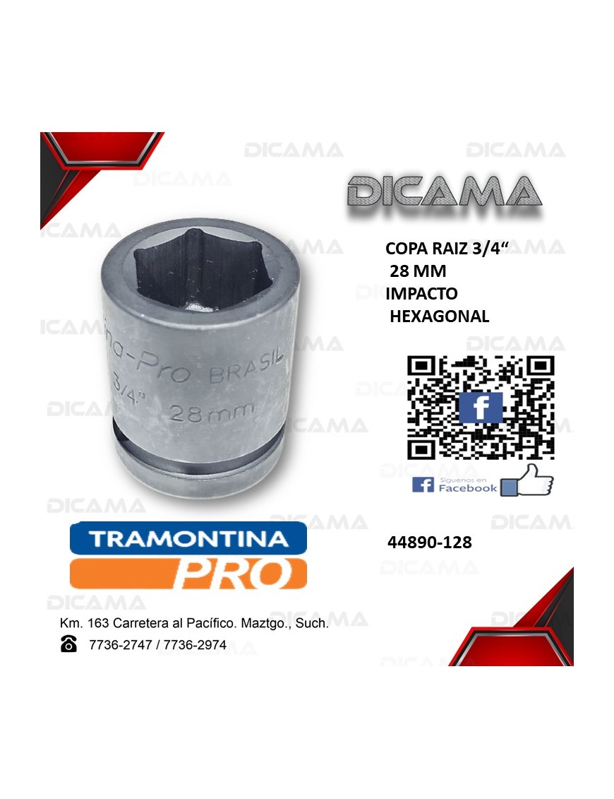 COPA RAIZ 3/4" 28MM IMPACTO HEXAGONAL