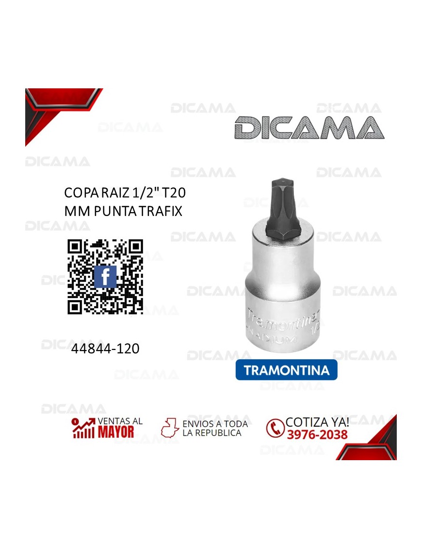 COPA RAIZ 1/2" T20 MM PUNTA TRAFIX