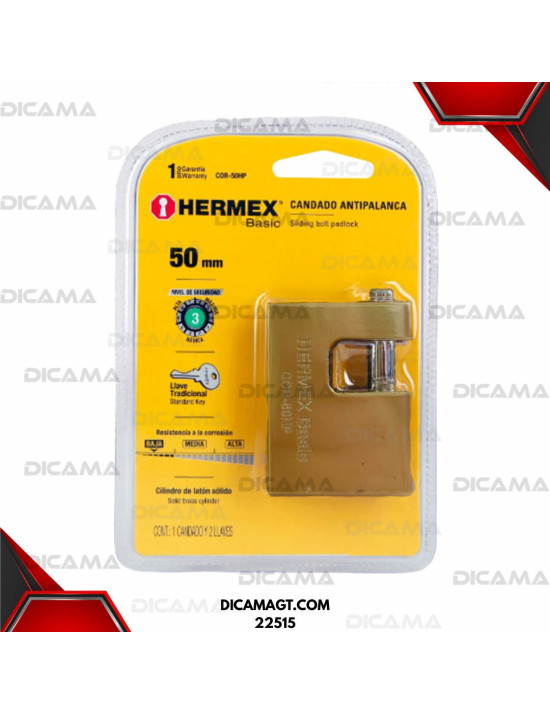 CANDADO 50 MM ANTIPALANCA  CUERPO DE HIERRO HERMEX 22515