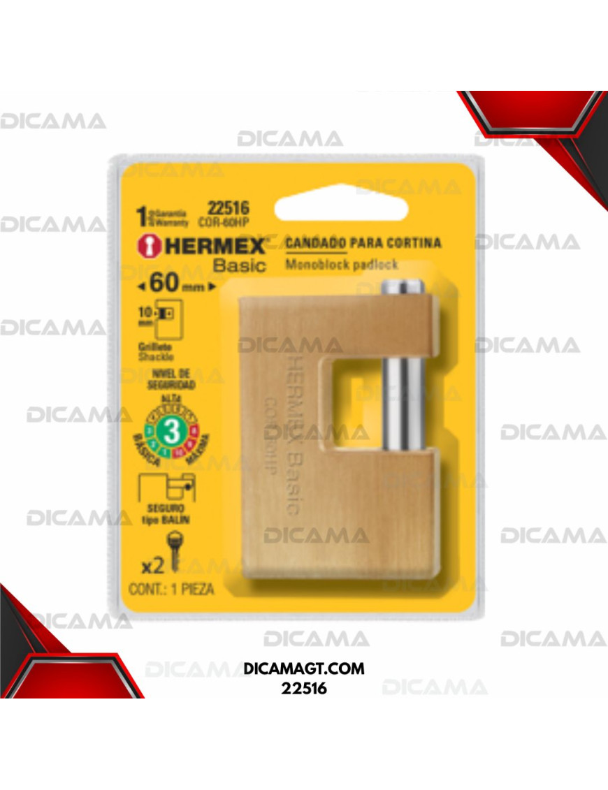 CANDADO 60 MM ANTIPALANCA CUERPO DE HIERRO HERMEX 22516
