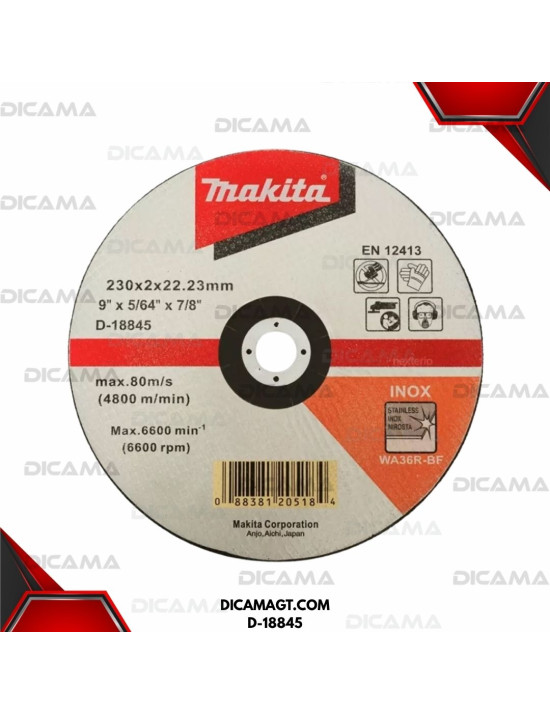 DISCO PARA CORTAR 9X9/64X7/8 INOX MAKITA D-18845
