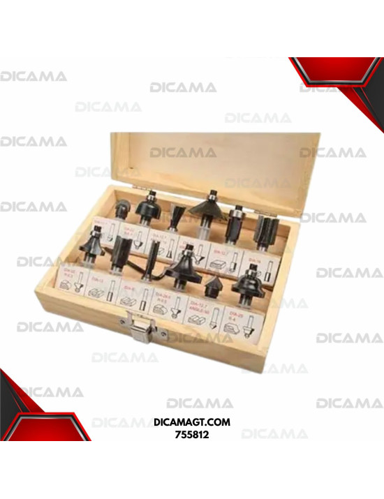BROCAS JUEGO 12 PZAS PARA ROUTER  1/4 WOKIN 755812