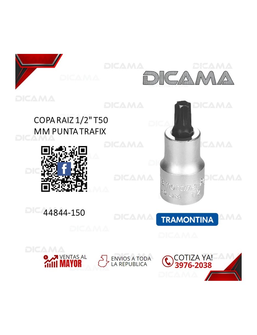 COPA RAIZ 1/2" T50 MM PUNTA TRAFIX