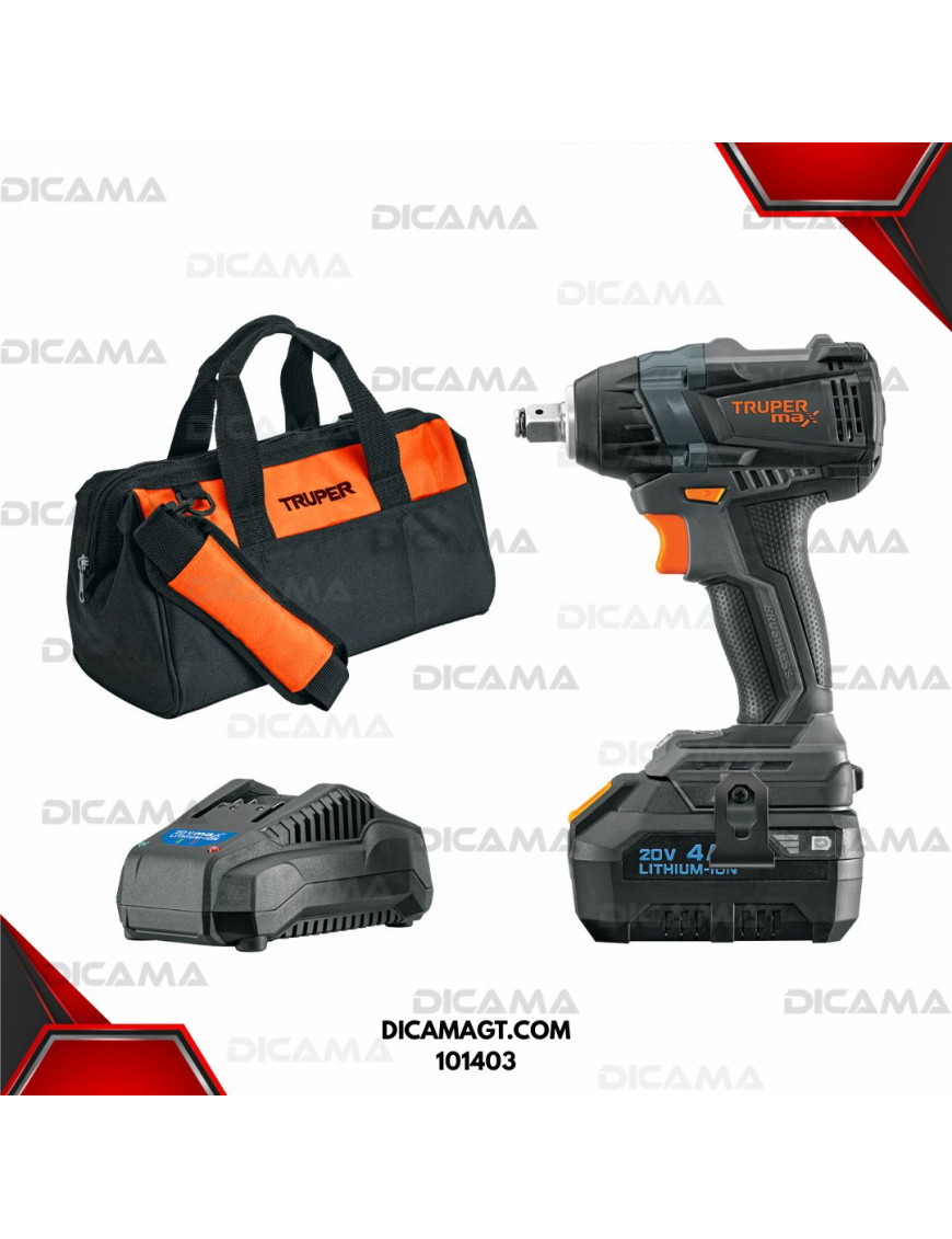 PISTOLA DE IMPACTO RAIZ 1/2 INALAMBRICA 20V SIN CARBONES TRUPER 101403