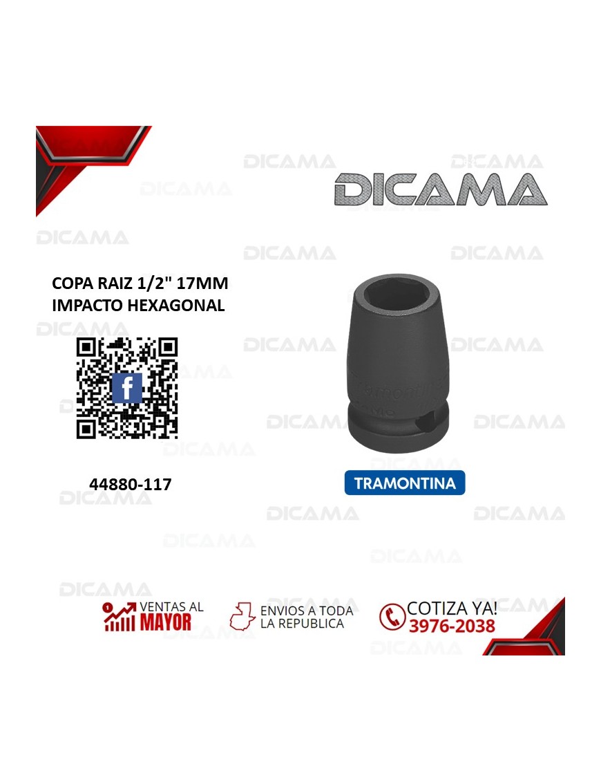 COPA RAIZ 1/2" 17MM IMPACTO HEXAGONAL