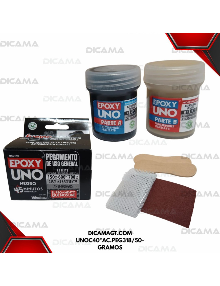 PEGAMENTO NEGRO PEGAMENTO USO EN GENERAL FUSION EPOXI UNON98*AC.PEG316/100-GRAMOS