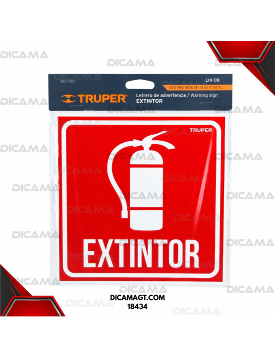 LETRERO DE SEÑALIZACION EXTINTOR TRUPER 18434