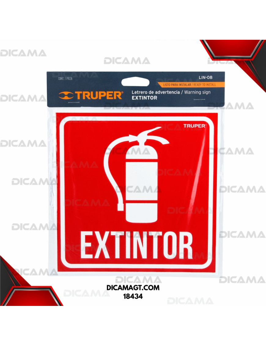 LETRERO DE SEÑALIZACION EXTINTOR TRUPER 18434