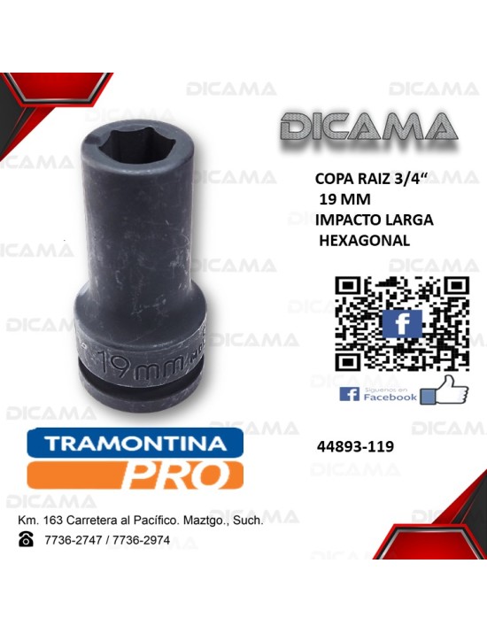 COPA RAIZ 3/4" 17MM IMPACTO LARGA HEXAGONAL