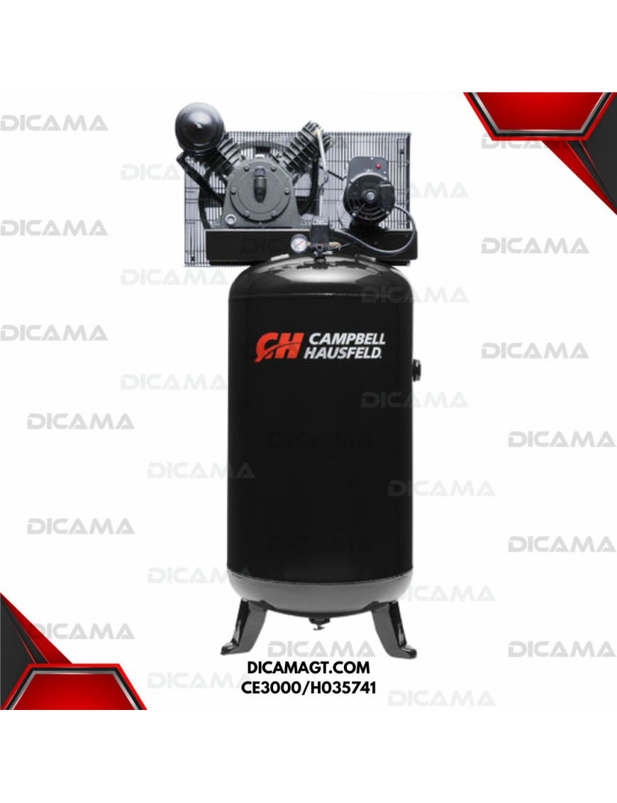 COMPRESOR AIRE 5 HP 80 GALONES VERTICAL 1F 240V 2 ETAPAS CAMPBELL HAUSFELD CE3000/H035741