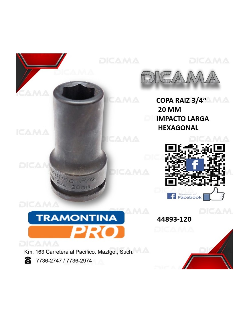 COPA RAIZ 3/4" 20MM IMPACTO LARGA HEXAGONAL