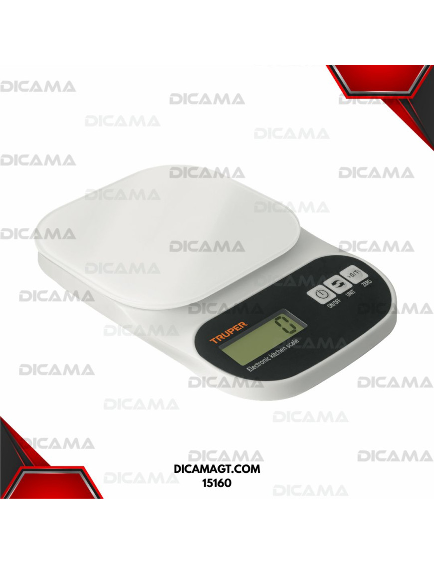 BASCULA ELECTRÓNICA PLÁSTICA PARA COCINA, 5 KG TRUPER 15160