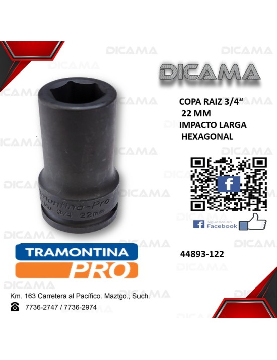 COPA RAIZ 3/4" 22MM IMPACTO LARGA HEXAGONAL