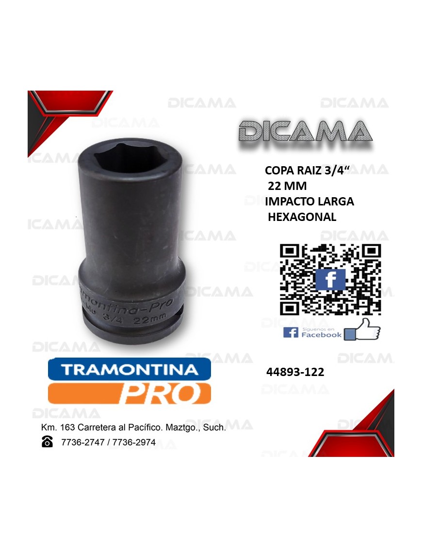 COPA RAIZ 3/4" 22MM IMPACTO LARGA HEXAGONAL