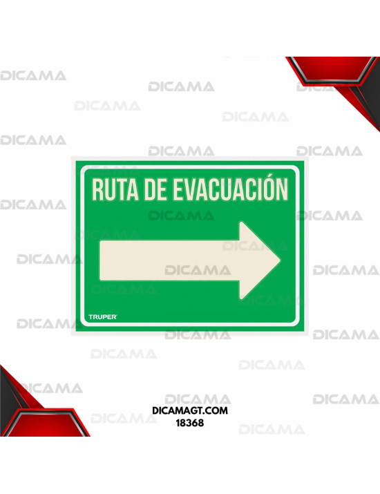 LETRERO DE SEÑALIZACION RUTA EVACUACIÓN DERECHA TRUPER 18368
