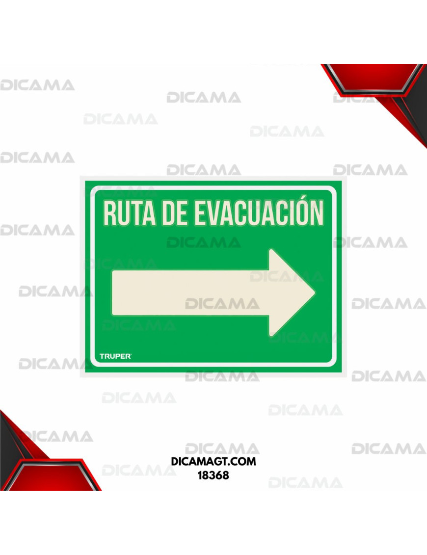 LETRERO DE SEÑALIZACION RUTA EVACUACIÓN DERECHA TRUPER 18368