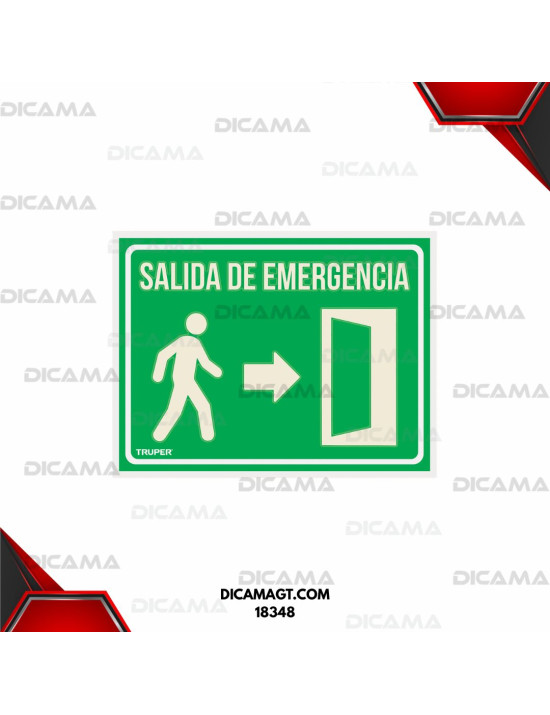 LETRERO DE SEÑALIZACION SALIDA EMERGENCIA TRUPER 18348