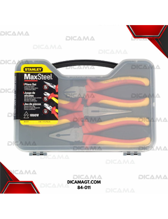 ALICATE 3 PZAS MAXSTEEL VDE 1000V PARA ELECTRICISTAS STANLEY 84-011