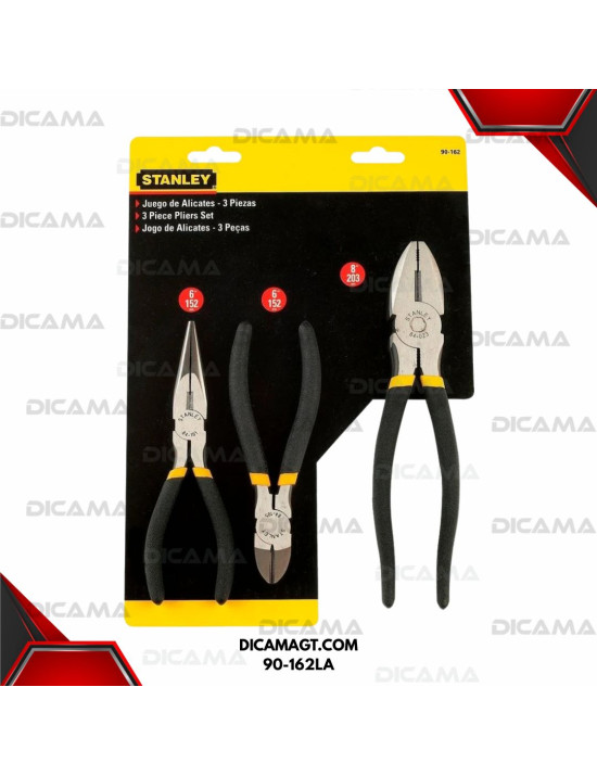 ALICATE JUEGO 3 PZAS PARA ELECTRICISTA STANLEY 90-162LA