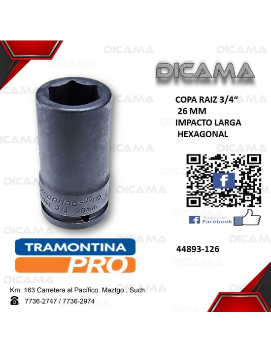 COPA RAIZ 3/4" 26MM IMPACTO LARGA HEXAGONAL
