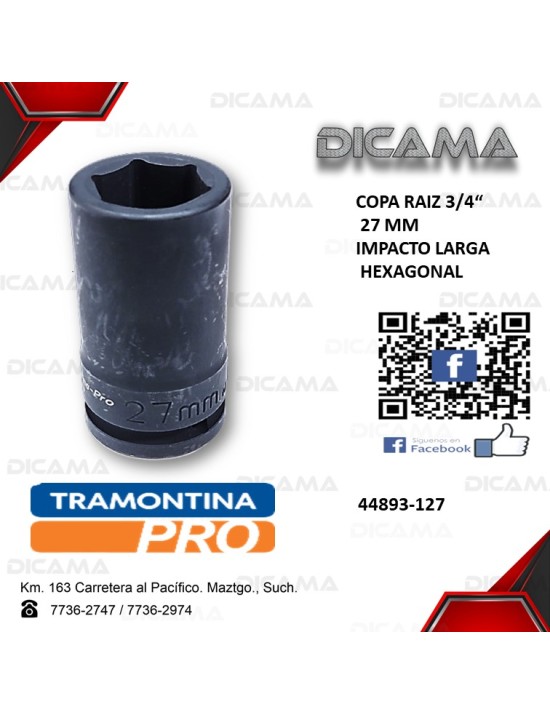 COPA RAIZ 3/4" 27MM IMPACTO LARGA HEXAGONAL