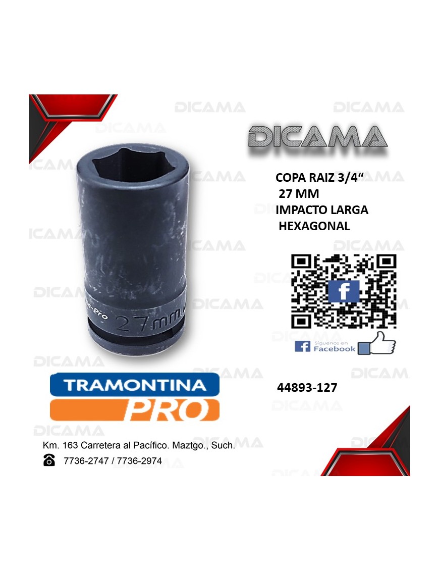 COPA RAIZ 3/4" 27MM IMPACTO LARGA HEXAGONAL