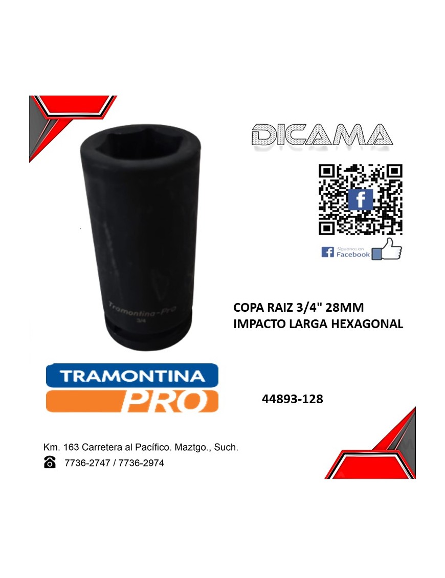 COPA RAIZ 3/4" 28MM IMPACTO LARGA HEXAGONAL