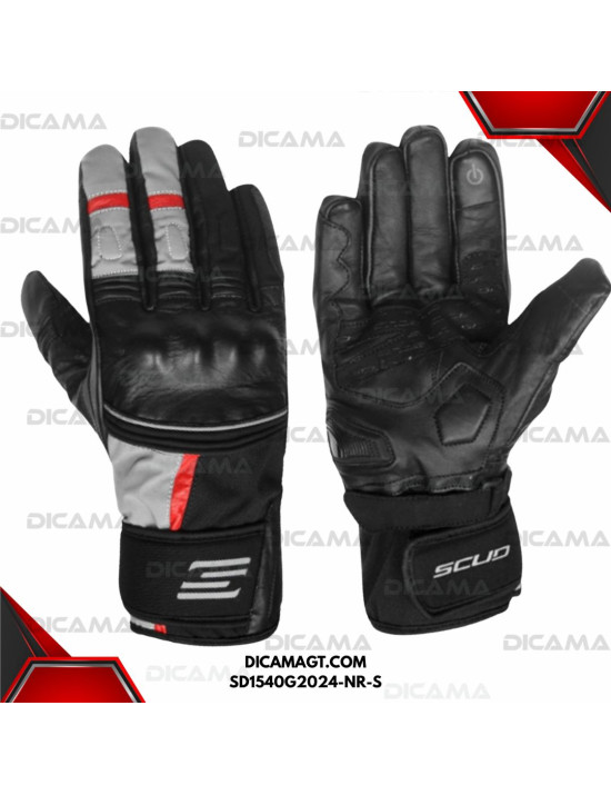 GUANTES MOTORISTA TOURING-SD-NEGRO/ROJO-S SCUD SD1540G2024-NR-S